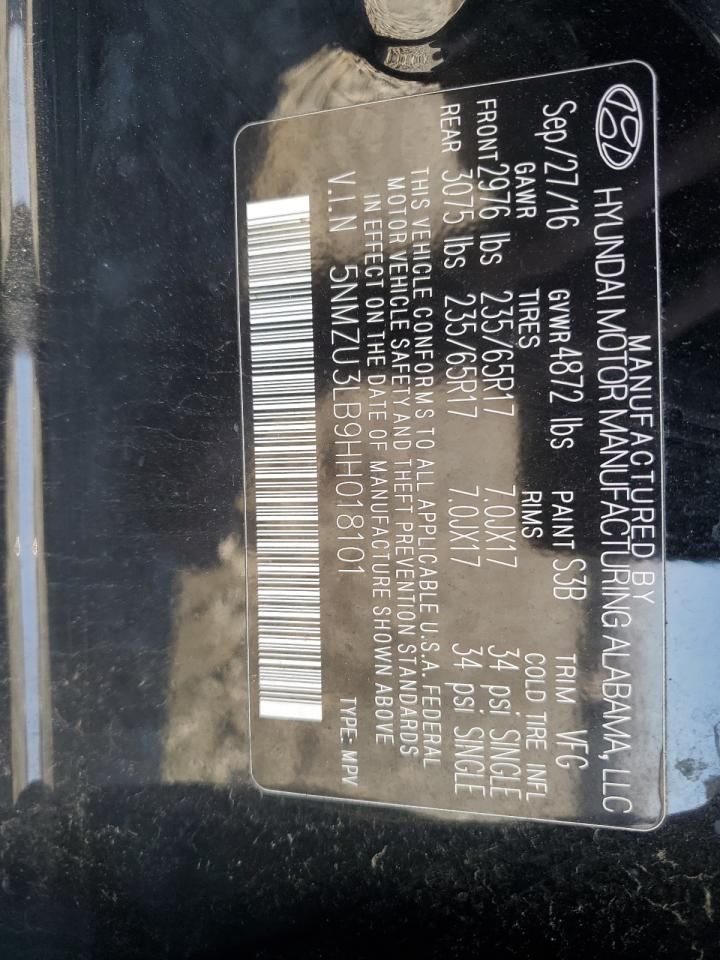 2017 HYUNDAI SANTA FE S - 5NMZU3LB9HH018101