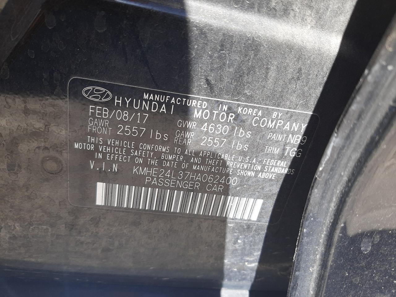 2017 HYUNDAI SONATA HYB - KMHE24L37HA062400