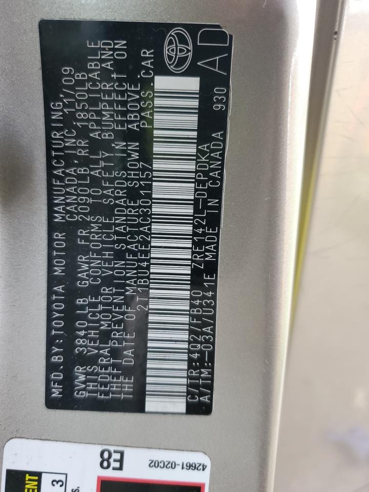 2010 TOYOTA COROLLA BA - 2T1BU4EE2AC301157