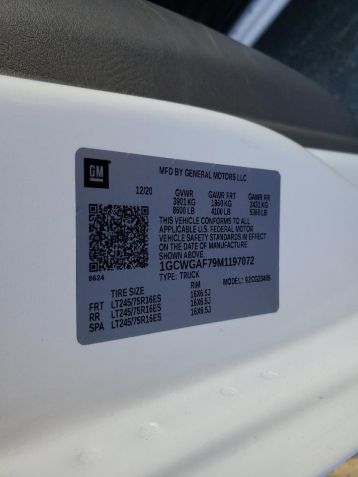 2021 CHEVROLET EXPRESS G2 - 1GCWGAF79M1197072