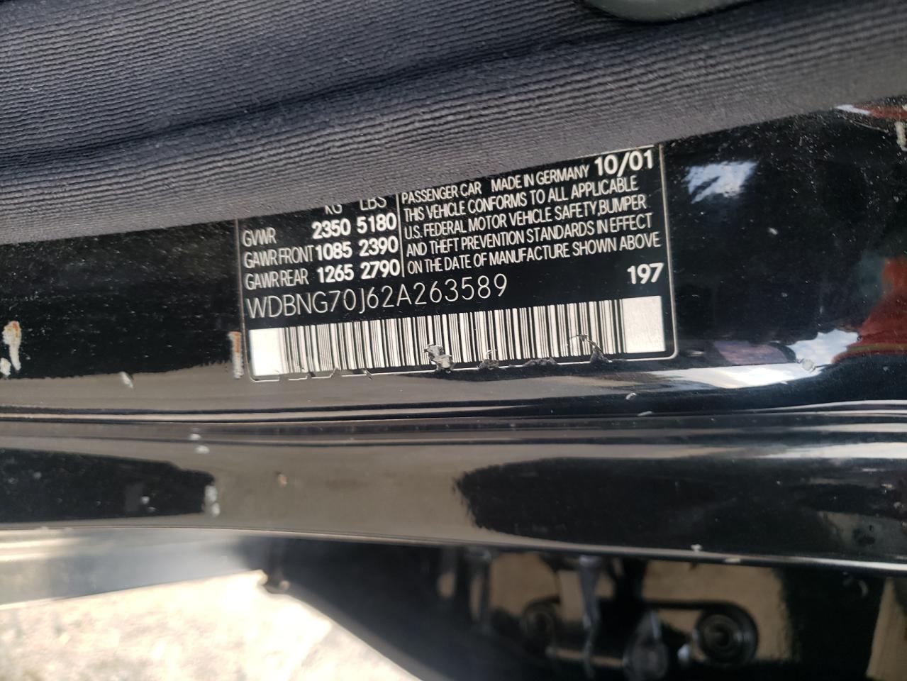 2002 MERCEDES-BENZ S 430 - WDBNG70J62A263589