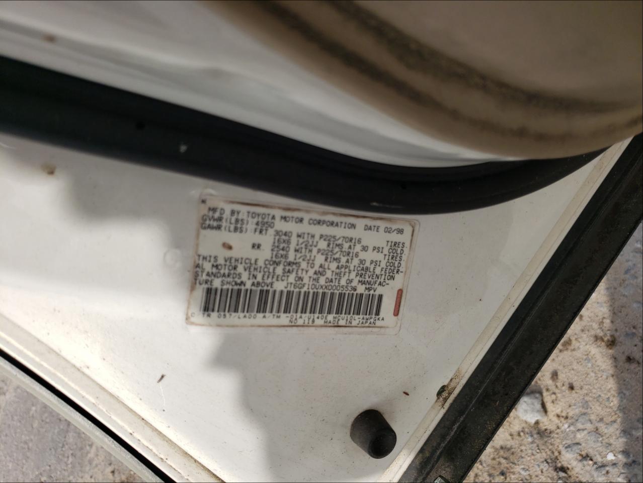 1999 LEXUS RX 300 - JT6GF10UXX0005536