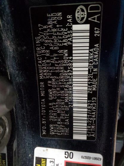 2017 TOYOTA COROLLA L - 2T1BURHE9HC875824