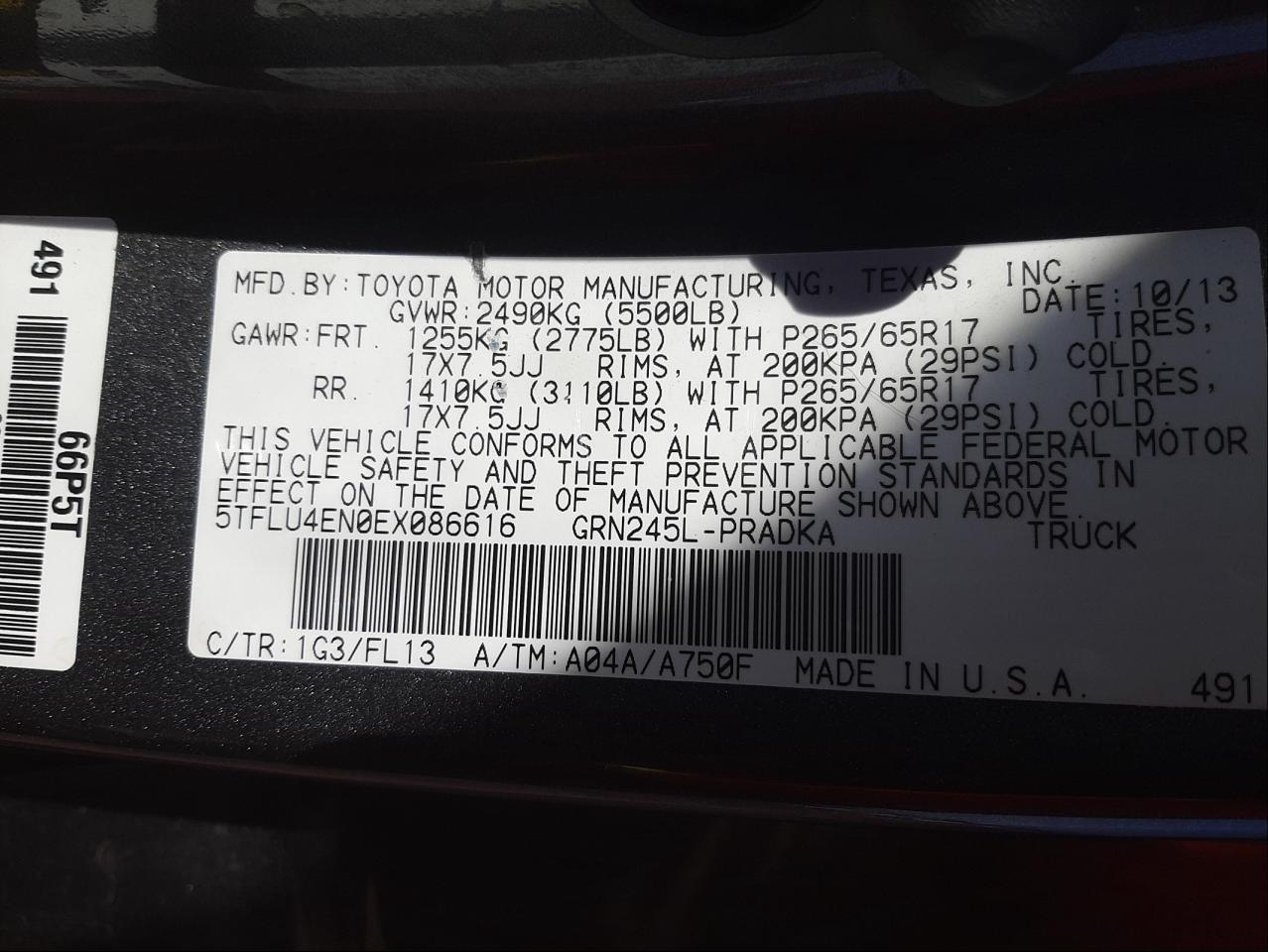2014 TOYOTA TACOMA DOU - 5TFLU4EN0EX086616