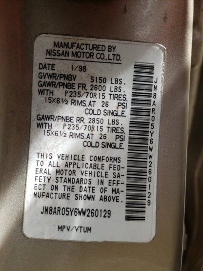 1998 NISSAN PATHFINDER - JN8AR05Y6WW260129