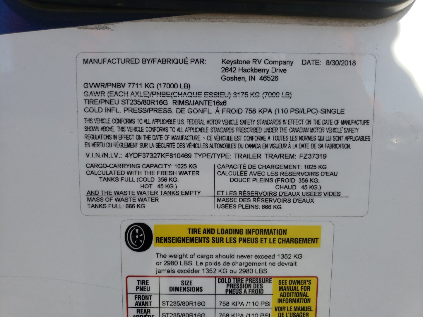 2019 FUZI CAMPER - 4YDF37327KF810469