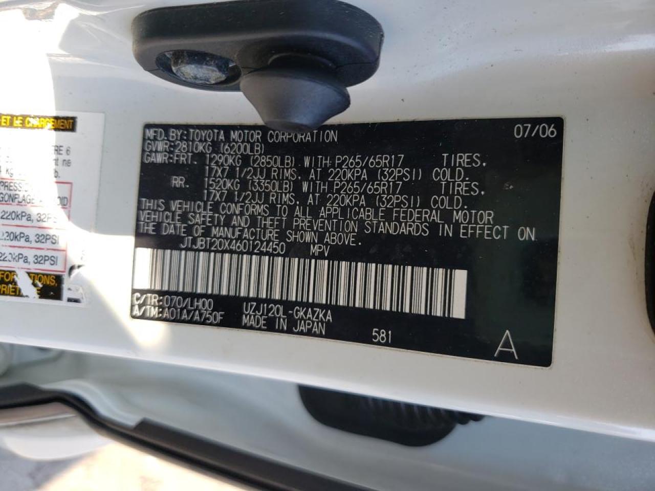 2006 LEXUS GX 470 - JTJBT20X460124450