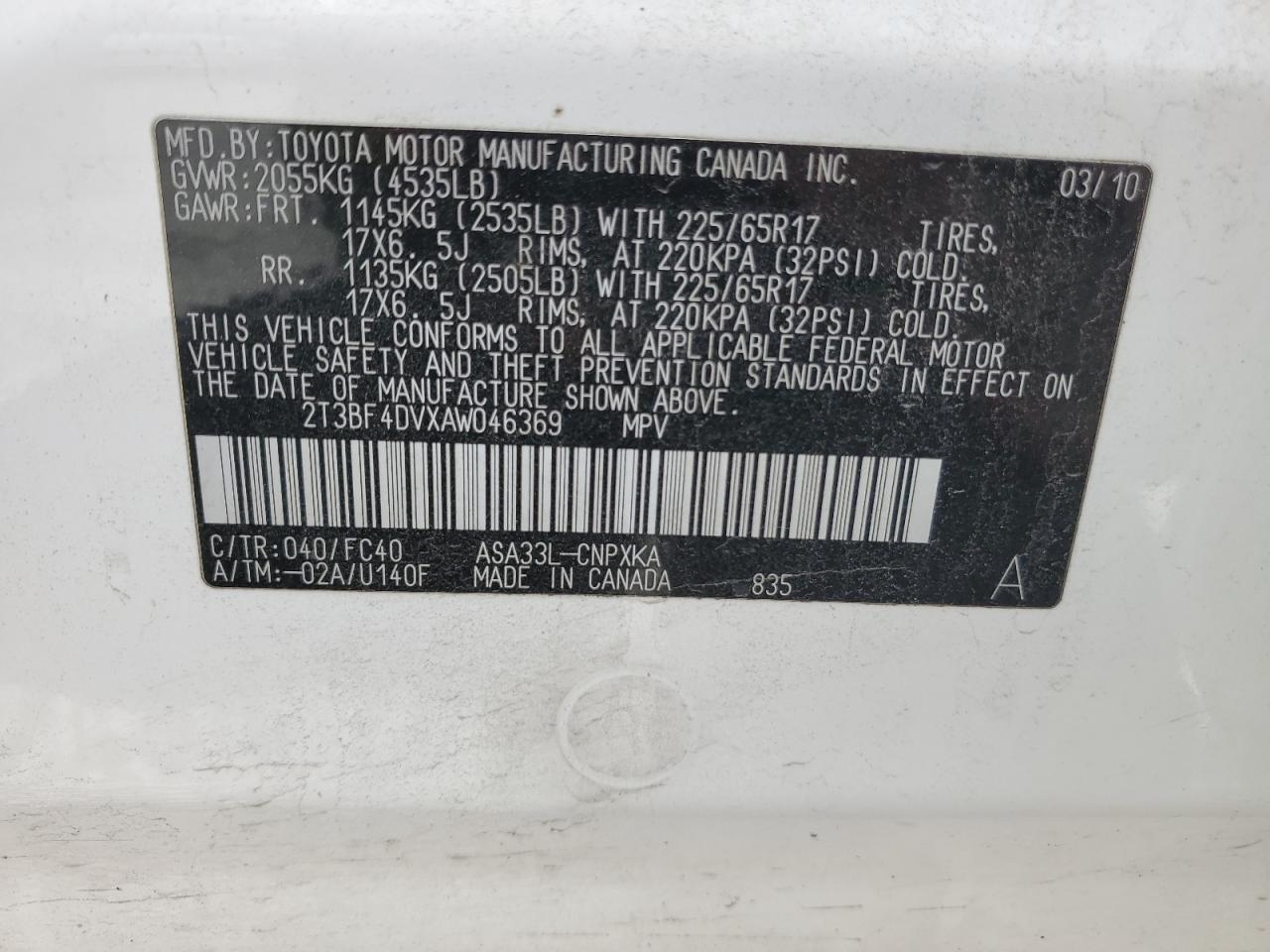 2010 TOYOTA RAV4 - 2T3BF4DVXAW046369