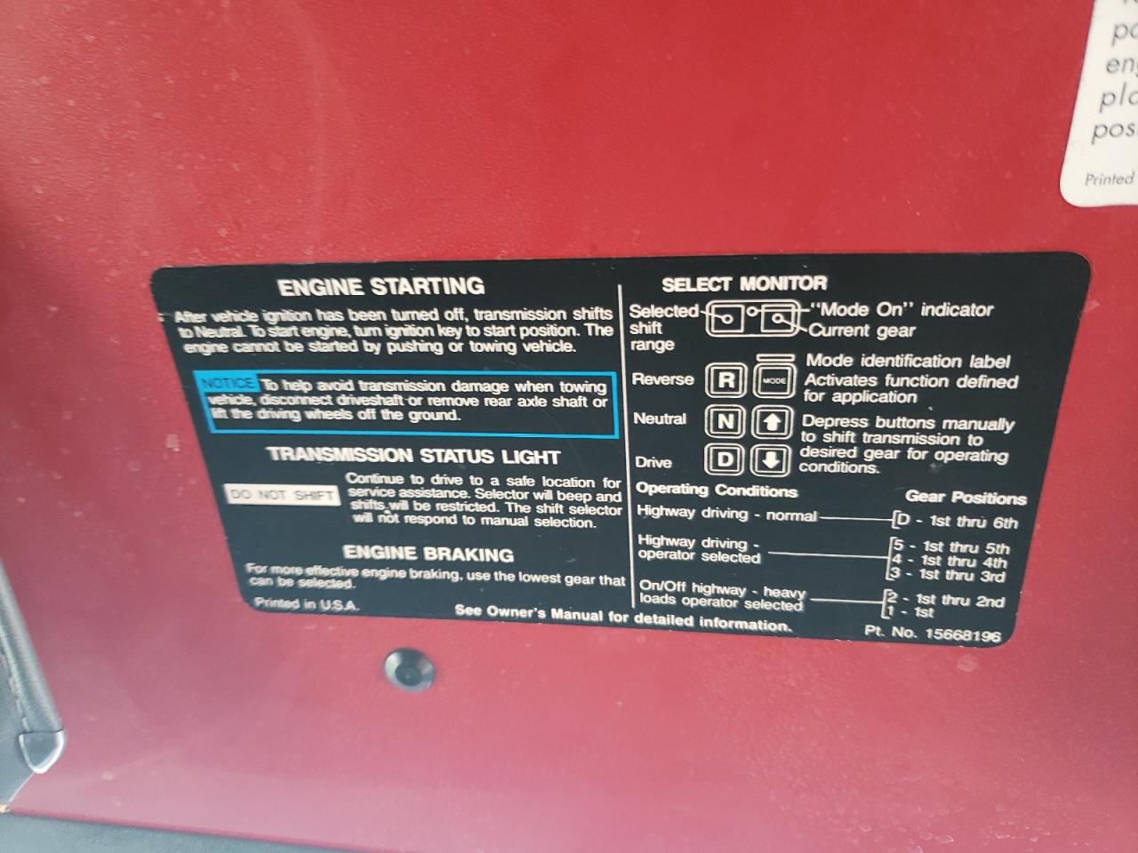 1996 CHEVROLET KODIAK C7H - 1GBM7H1J8TJ105150