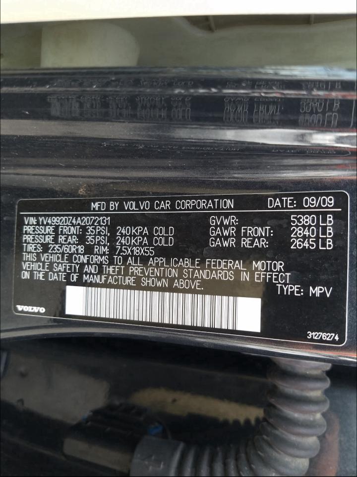 2010 VOLVO XC60 T6 - YV4992DZ4A2072131