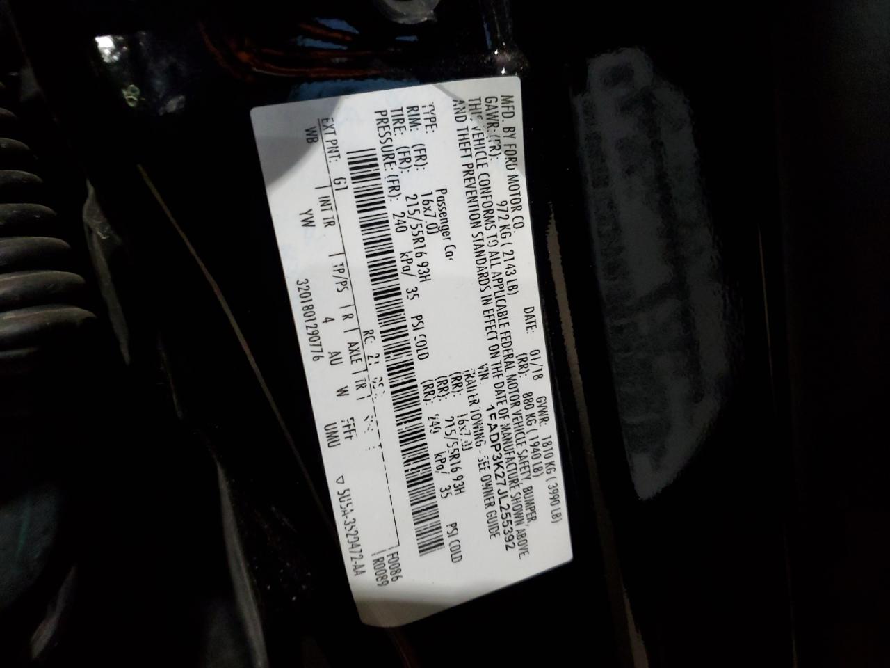 2018 FORD FOCUS SE - 1FADP3K27JL255392