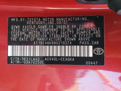 2008 TOYOTA CAMRY CE - 4T1BE46K88U210274