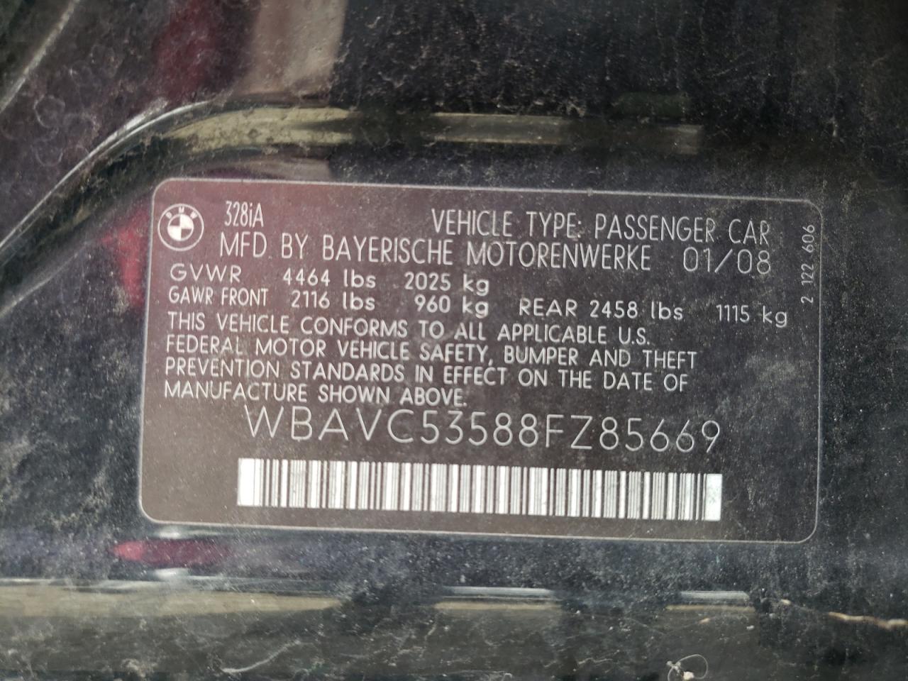 2008 BMW 328 I SULE - WBAVC53588FZ85669